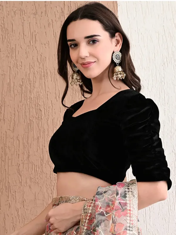 Black_Velvet_Puff_Sleeve_Blouse_for_Women