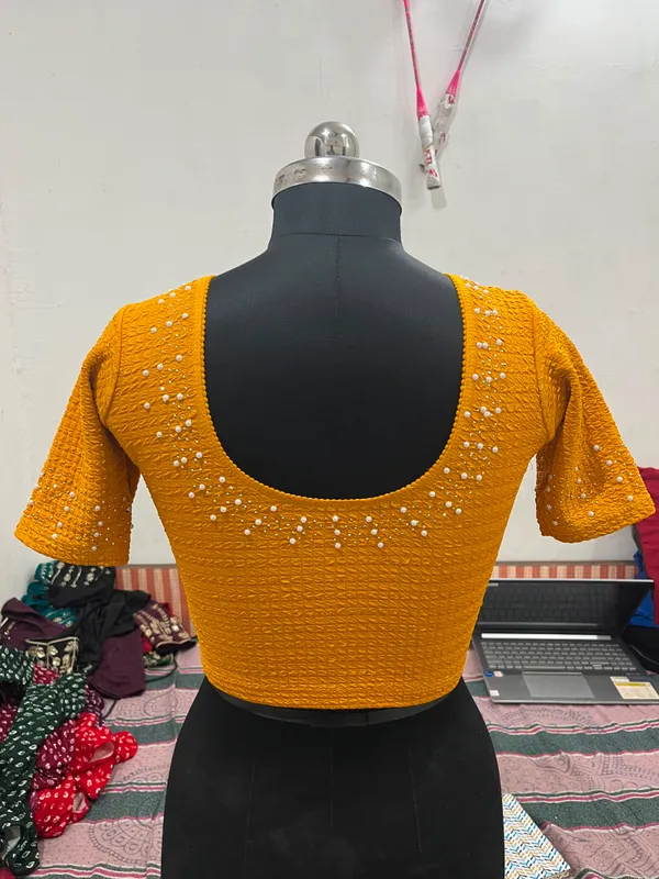 Yellow_Textured_Embellished_Blouse_for_Women