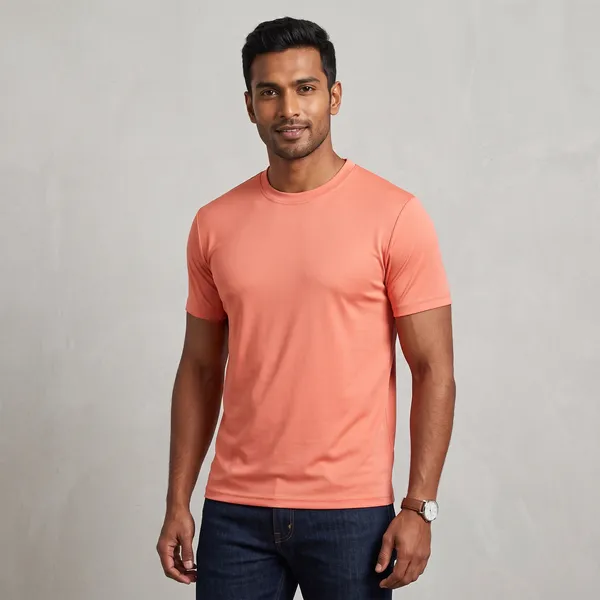 Peach_Round_Neck_Half_Sleeve_T-Shirt