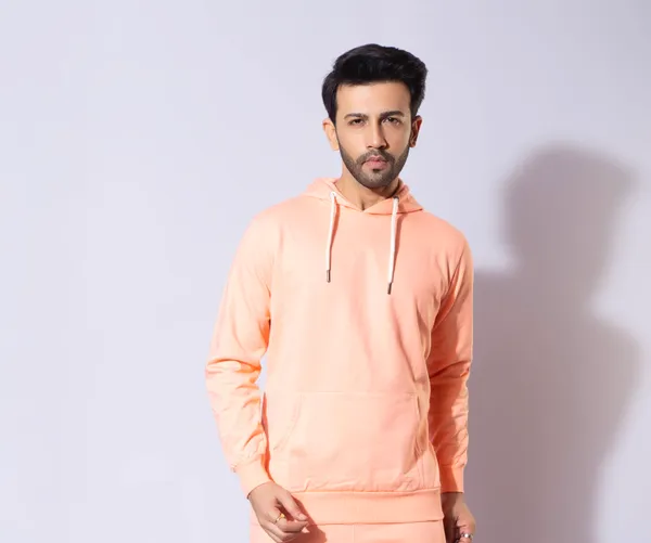 Peach_Hooded_Regular_Fit_Sweatshirt