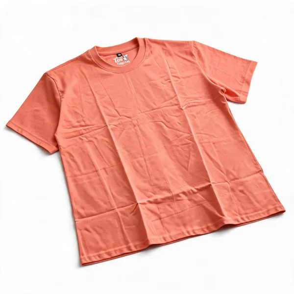 Peach_Round_Neck_Half_Sleeve_T-Shirt