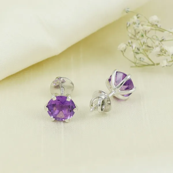 925_STERLING_SILVER_PURPLE_AMETHYST_STUDDED_RHODIUM_PLATED_DELICATE_LIGHT_WEIGHT_SOLITAIRE_STUD