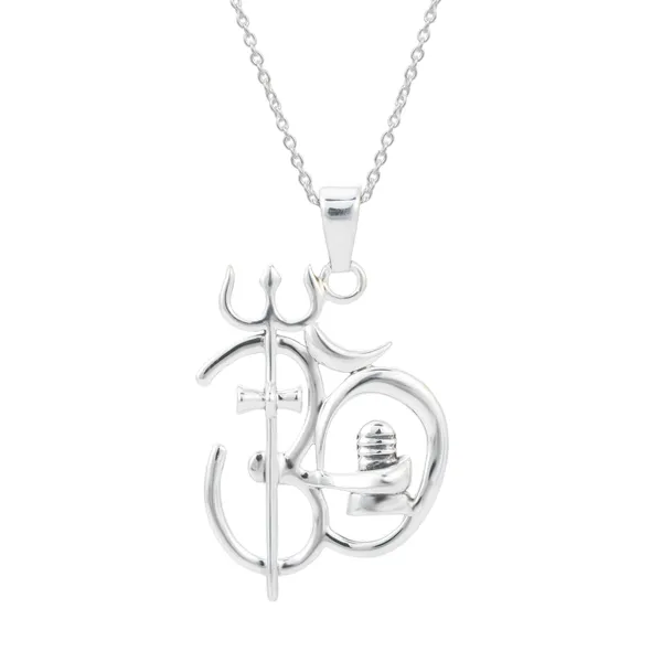 Itisha_Sterling_silver_spritual_Om_Trishul_Damroo_pendant_with_chain_suitable_for_regular_wear