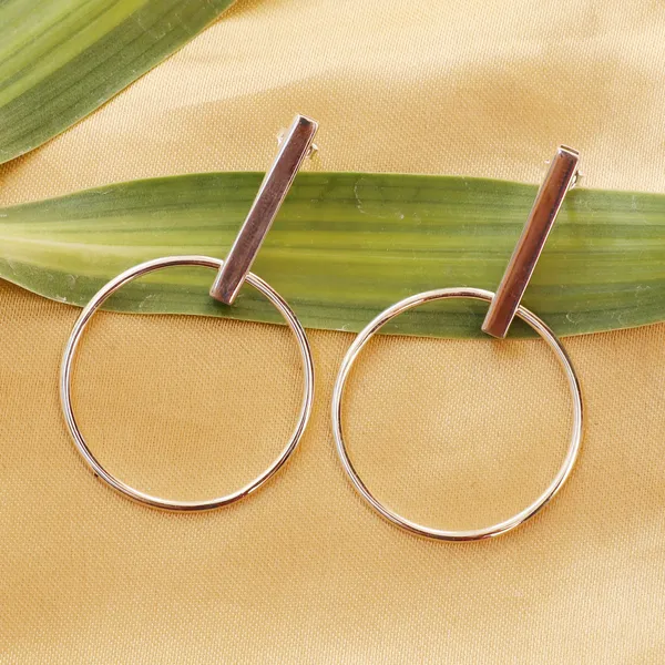 925_STERLING_SILVER_PLAIN_GEOMETRIC_BALI_DANGLE_EARRING