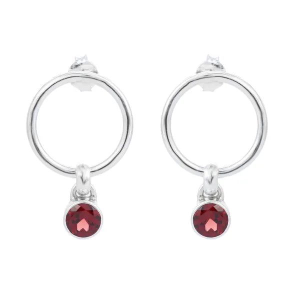 925_STERLING_SILVER_RED_GARNET_BALI_DANGLE_EARRING