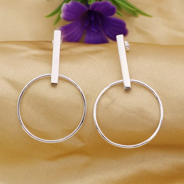 925_STERLING_SILVER_PLAIN_GEOMETRIC_BALI_DANGLE_EARRING