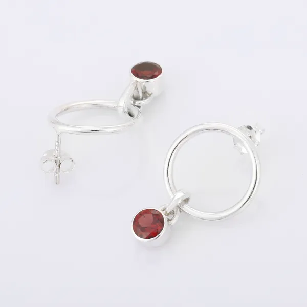 925_STERLING_SILVER_RED_GARNET_BALI_DANGLE_EARRING
