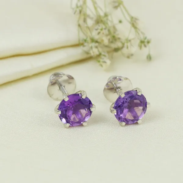 925_STERLING_SILVER_PURPLE_AMETHYST_STUDDED_RHODIUM_PLATED_DELICATE_LIGHT_WEIGHT_SOLITAIRE_STUD