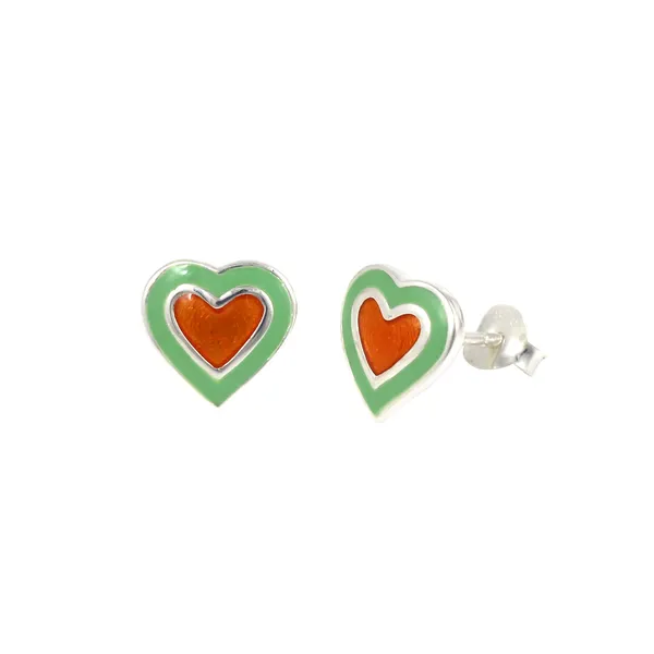 SILVER_ENAMEL_ITISHA_HEART_DOUBLE_COLOR_SMALL_STUD_AMBER_GOLDEN_WITH_SEA_GREEN_COMBINATION
