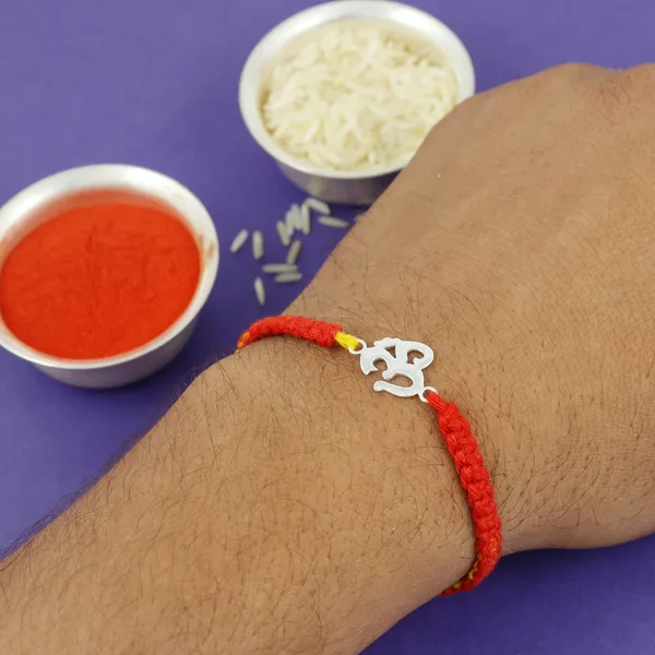 ITISHA_925_Sterling_Silver_Om_Design_|_Handcrafted_Thread_Rakhi_for_Brother_&_Men_|_Traditional_&_Skin-Friendly_Rakhi_for_Raksha_Bandhan