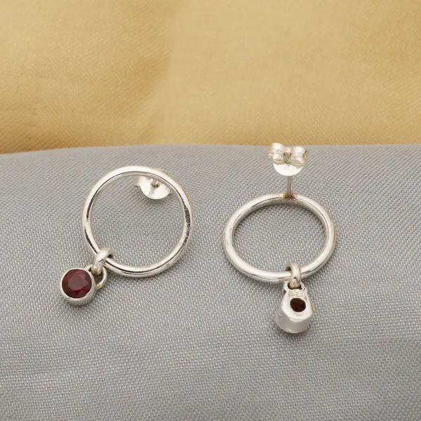 925_STERLING_SILVER_RED_GARNET_BALI_DANGLE_EARRING