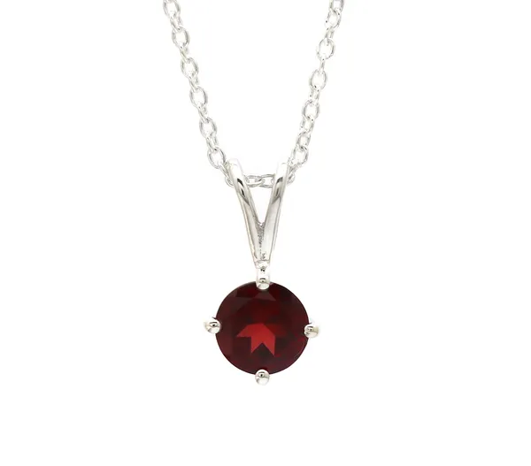 925_sterling_silver_garnet_studded_light_weight_pendant_with_chain