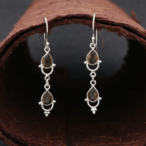 Handcrafted_Smoky_Quartz_925_Sterling_Silver_Earrings_-_Bezel_Style_Brown_Stone_Drops