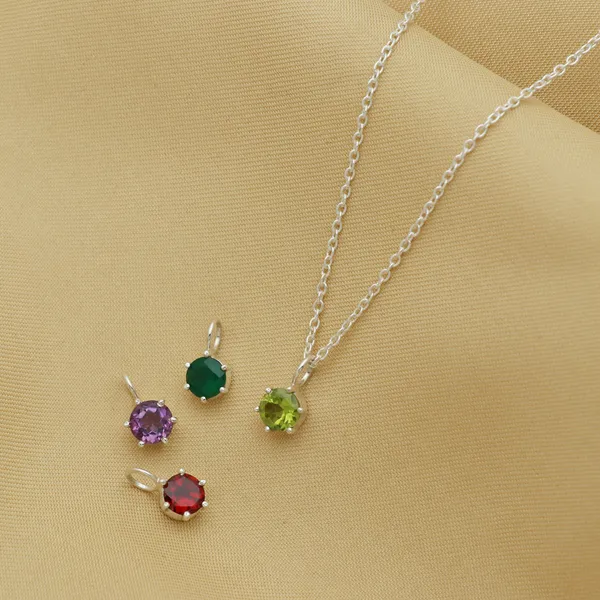 925_sterling_silver_set_of_four_pendants_round_peridot,garnet,amethyst,green_onyx_studded_with_chain