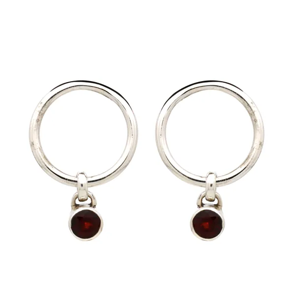 925_STERLING_SILVER_RED_GARNET_BALI_DANGLE_EARRING