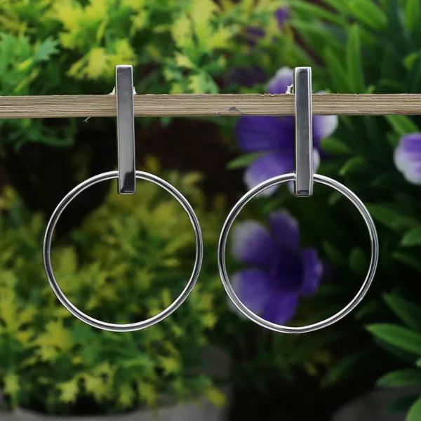 925_STERLING_SILVER_PLAIN_GEOMETRIC_BALI_DANGLE_EARRING