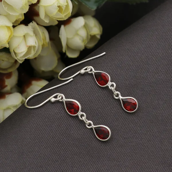 Natural_Red_Garnet_Two_Tier_Pear_Drop_925_Silver_Earrings