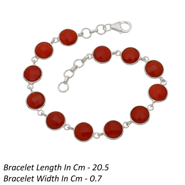 925_sterling_silver_round_red_onyx_chekker_studded_light_weight_delicate_bracelet
