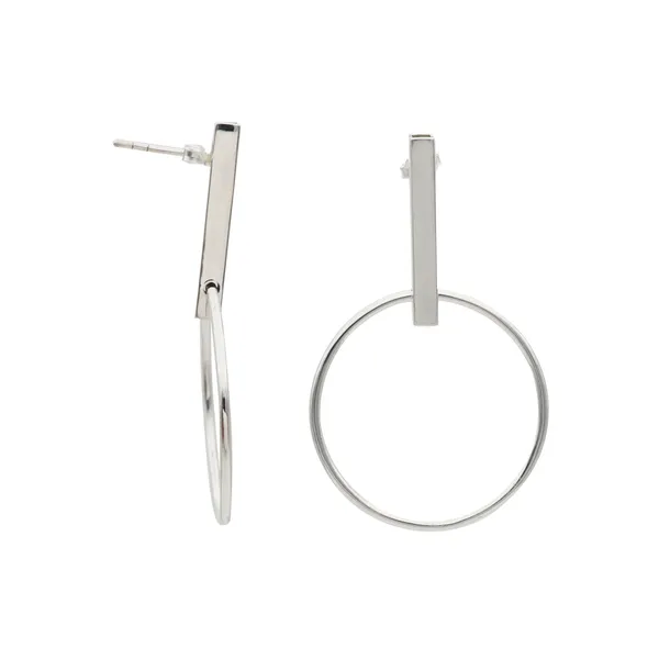 925_STERLING_SILVER_PLAIN_GEOMETRIC_BALI_DANGLE_EARRING