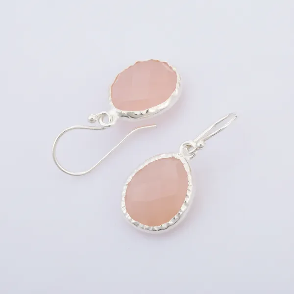 925_sterling_silver_egg_shape_Pink_Onyx_studded_bezel_setting_earring