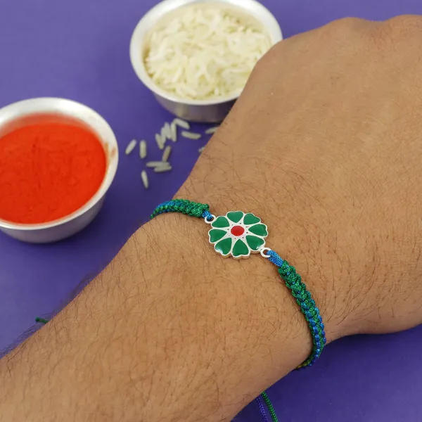 ITISHA_925_Silver_Heart_Petal_Thread_for_Brother_–_Handmade_Blue-Green_Design_|_Pure_Silver_Gift_for_Raksha_Bandhan