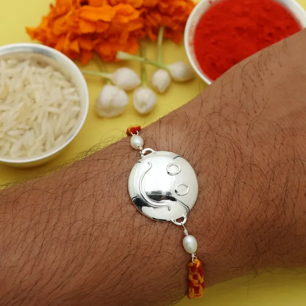 ITISHA_925_Sterling_silver_White_Pearl_Rakhi_for_Brother_|_Silver_Rakhis_for_rakshabandhan_|_Silver_Rakhi_for_Bhai