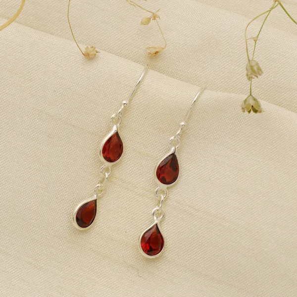 Natural_Red_Garnet_Two_Tier_Pear_Drop_925_Silver_Earrings