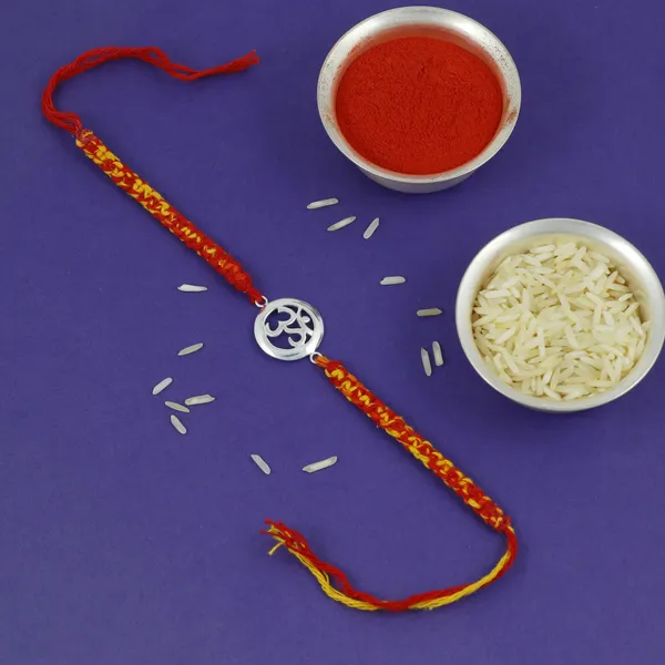 ITISHA_925_Silver_Om_Rakhi_for_Brother_|_Pure_Silver_Thread_Band_with_Traditional_Red-Yellow_Design_|_Spiritual_Raksha_Bandhan_Gift_for_Men_&_Boys