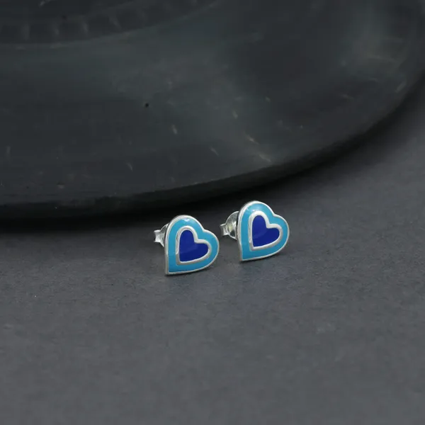 SILVER_ENAMEL_925_HEART_DOUBLE_COLOR_SMALL_STUD_SKY_BLUE_WITH_LAPIZ