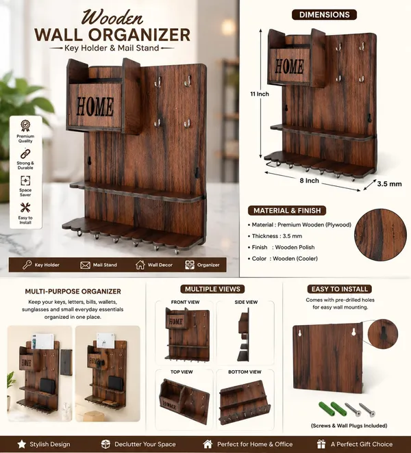 Mustard_Brown_Wood_Key_Holder_And_Mail_Organizer_For_Home_Decor_And_Kitchen