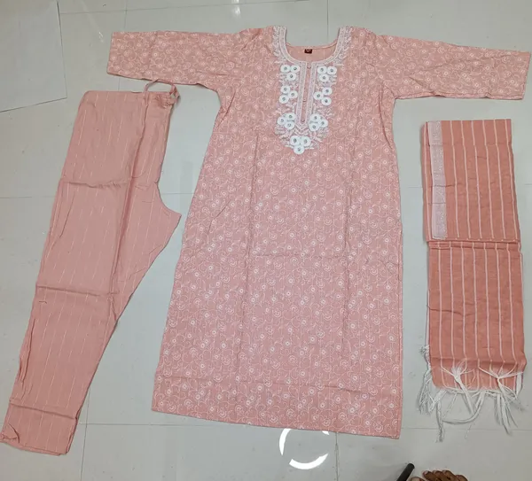 Peach_Embroidered_Kurta_Pant_Set_for_Women