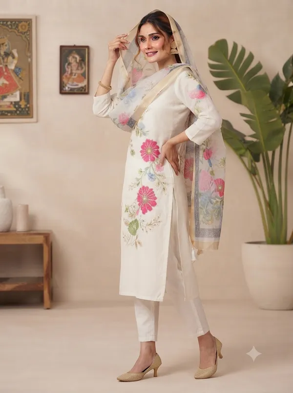 White_Floral_Print_Straight_Kurta_Set_for_Women