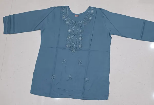 Blue_Embroidered_Straight_Kurti_for_Women