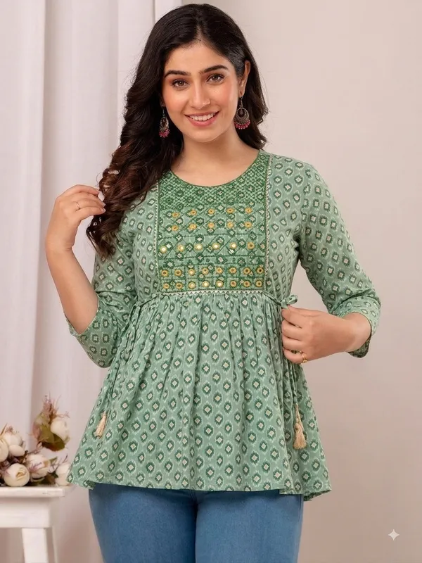 Blue_Rayon_Flared_Geometric_Print_Dress_For_Girls