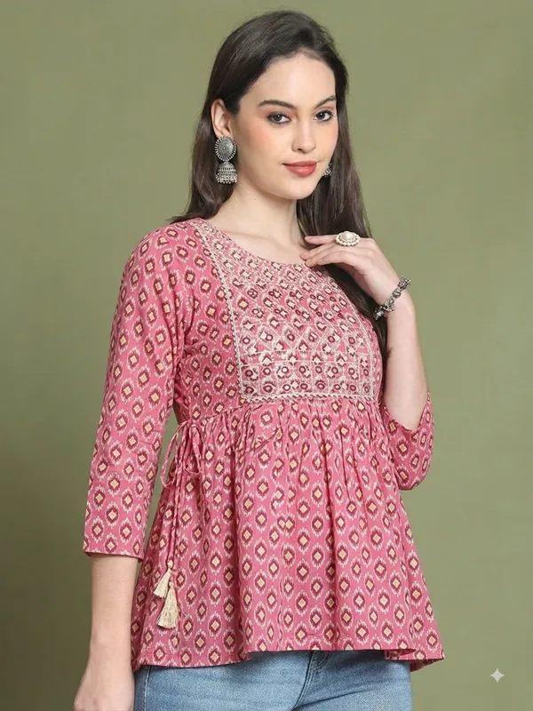 Blue_Rayon_Flared_Geometric_Print_Dress_For_Girls