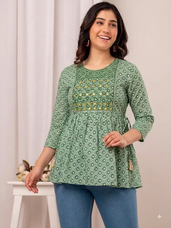 Blue_Rayon_Flared_Geometric_Print_Dress_For_Girls
