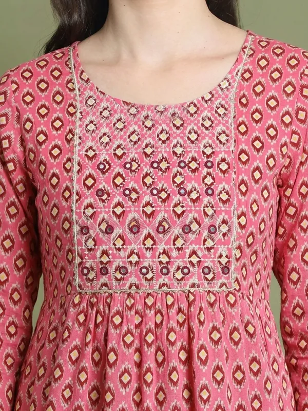 Blue_Rayon_Flared_Geometric_Print_Dress_For_Girls