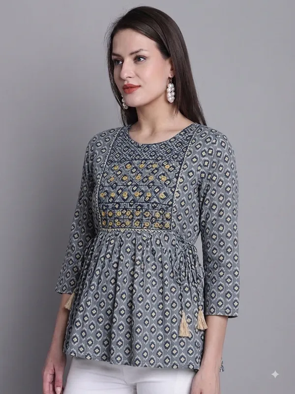 Blue_Rayon_Flared_Geometric_Print_Dress_For_Girls