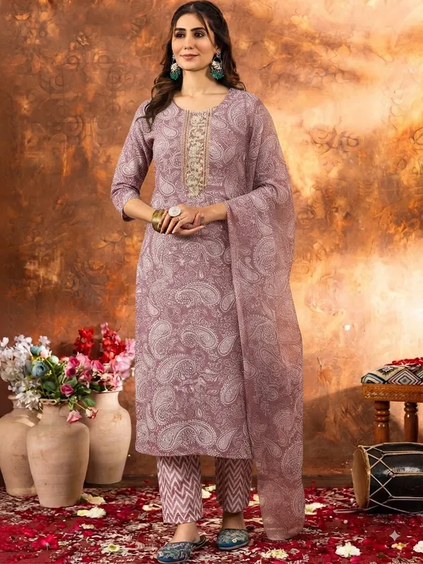 Purple_Paisley_Print_Pure_Cotton_Kurta_with_Pant_and_Dupatta_Set