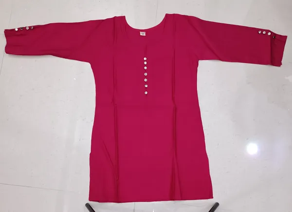 Magenta_Button_Detail_Straight_Tunic_Top_for_Women