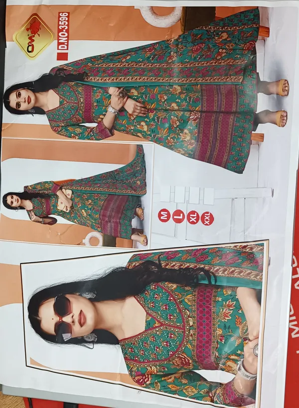 Teal_Printed_Flared_Kurta_Set_for_Women