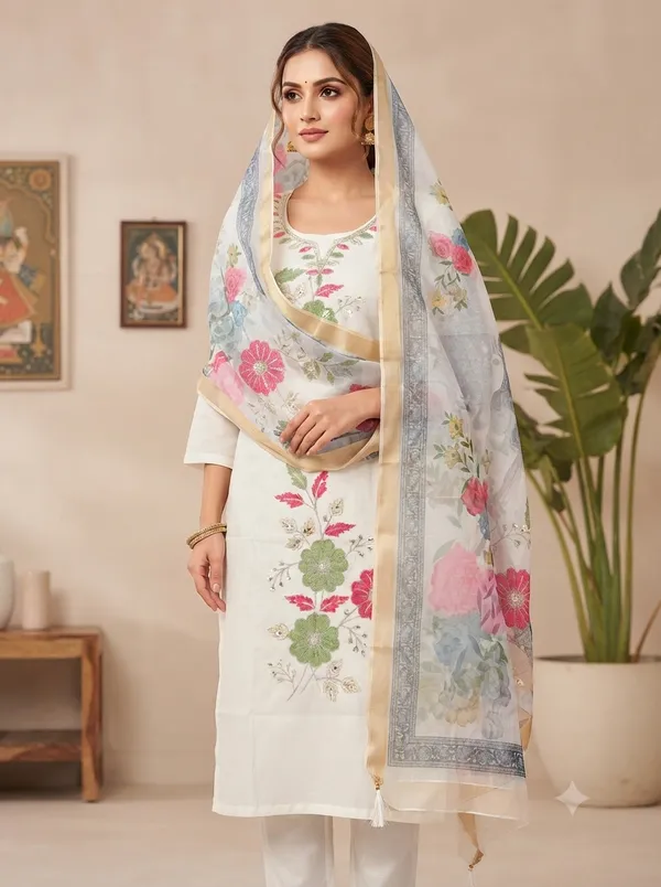 White_Floral_Print_Straight_Kurta_Set_for_Women
