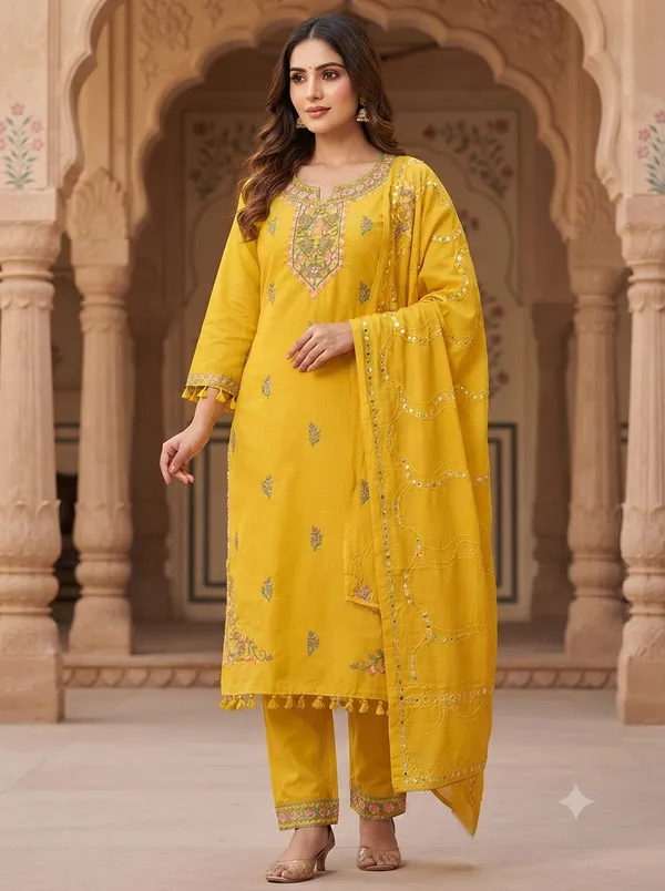 Mustard_Embroidered_Straight_Kurta_Set_for_Women