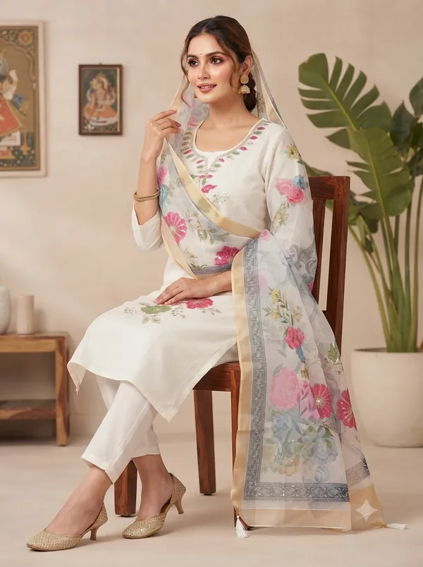 White_Floral_Print_Straight_Kurta_Set_for_Women