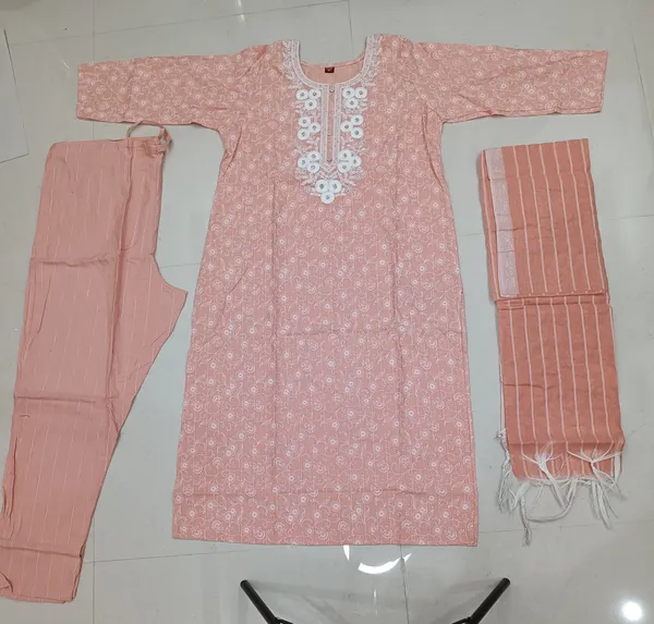 Peach_Embroidered_Kurta_Pant_Set_for_Women