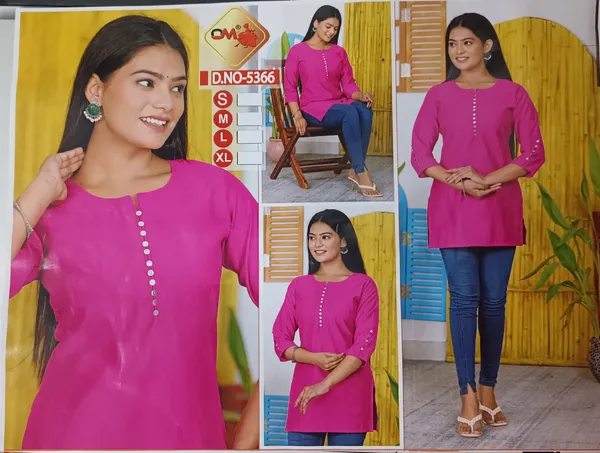 Magenta_Button_Detail_Straight_Tunic_Top_for_Women