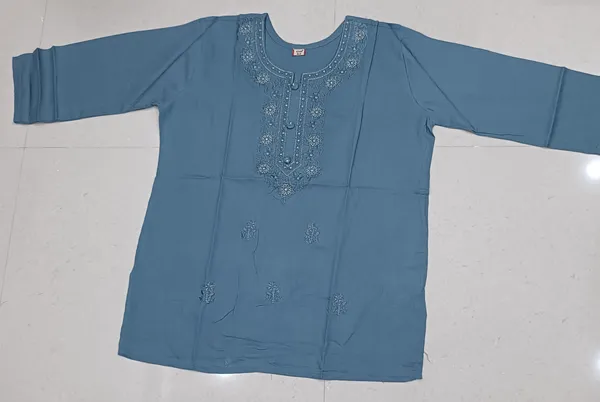 Blue_Embroidered_Straight_Kurti_for_Women
