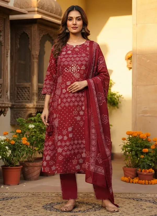 Maroon_Printed_Straight_Kurta_Set_For_Women