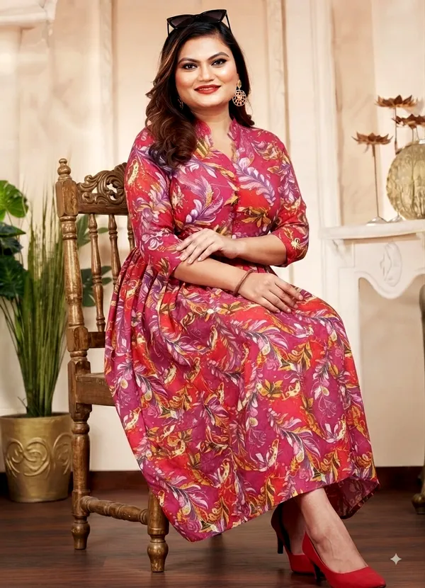 Red_Premium_Soft_Cotton_Fit_And_Flare_Midi_Dress_Frock_For_Women