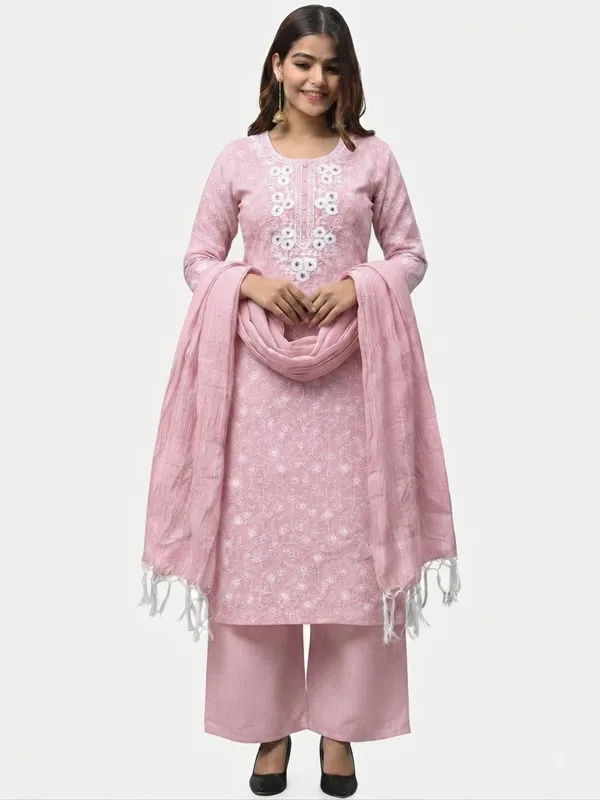 Women's_Embroidered_Pink_Cotton_Stitched_Office_Kurta_Pajama_and_Dupatta_Set